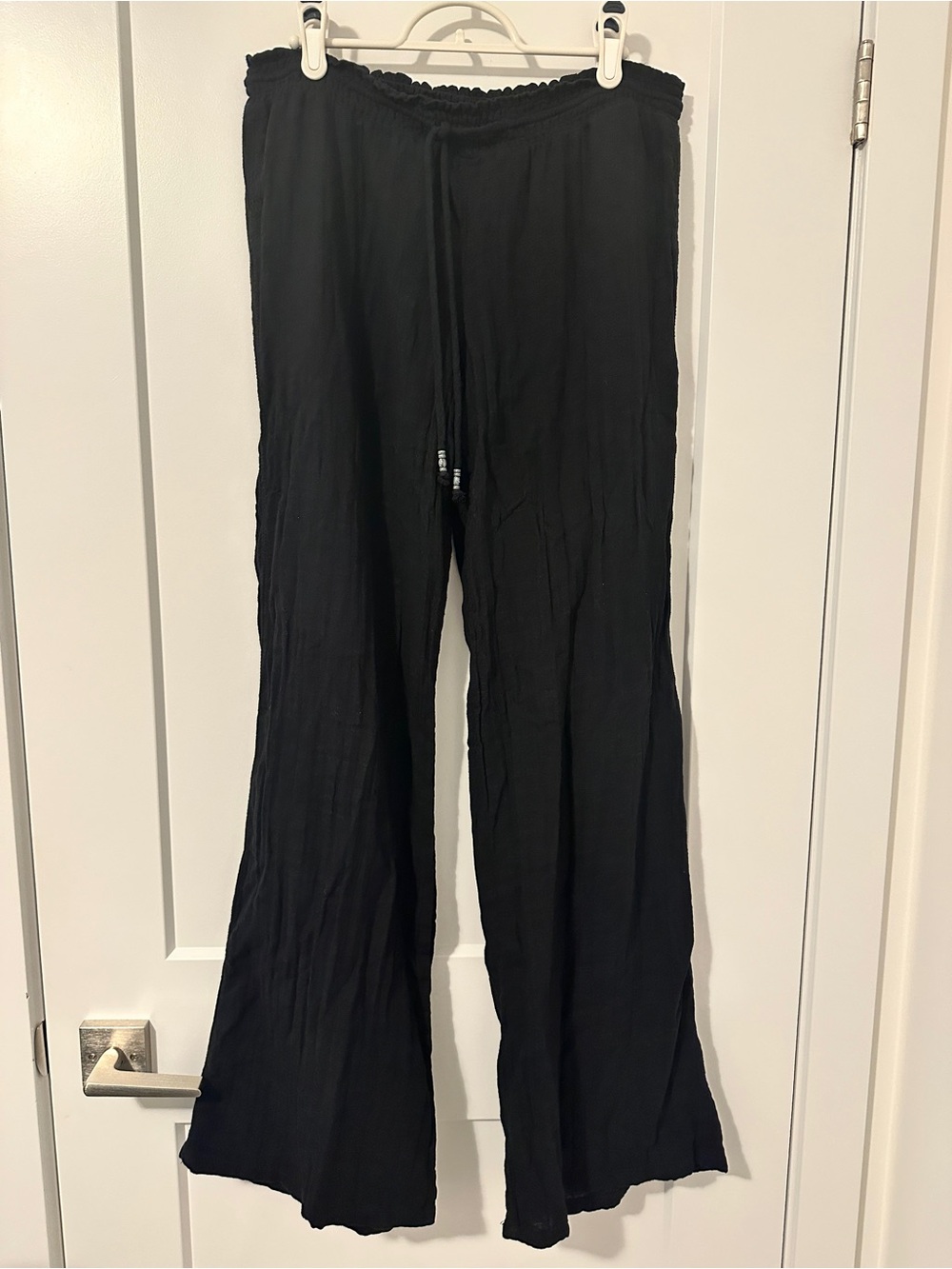 Guess Black 100% Cotton Wide Leg Lounge Pants Size Large Women’s